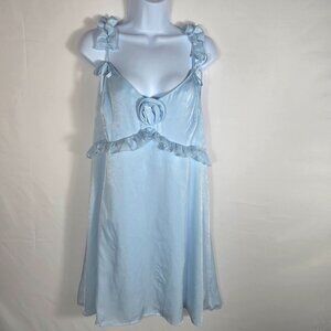 NWT Wild Fable Dress Sz XXL Light Blue Baby Doll Silky Flowy Ruffles Sleeveless*